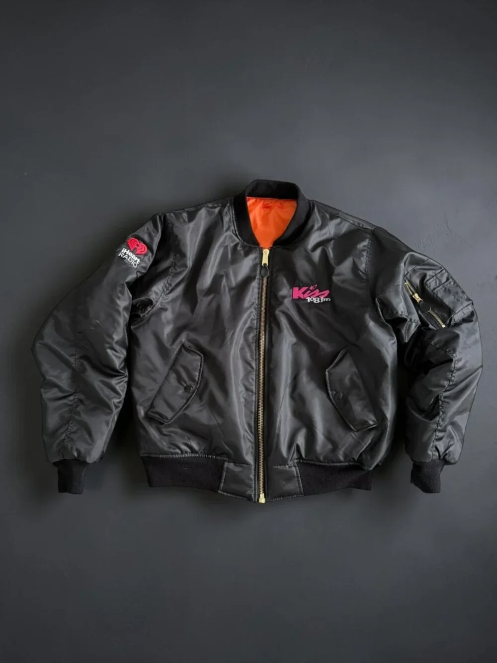 KISS FM Radio men’s Black Bomber Jacket Size XL